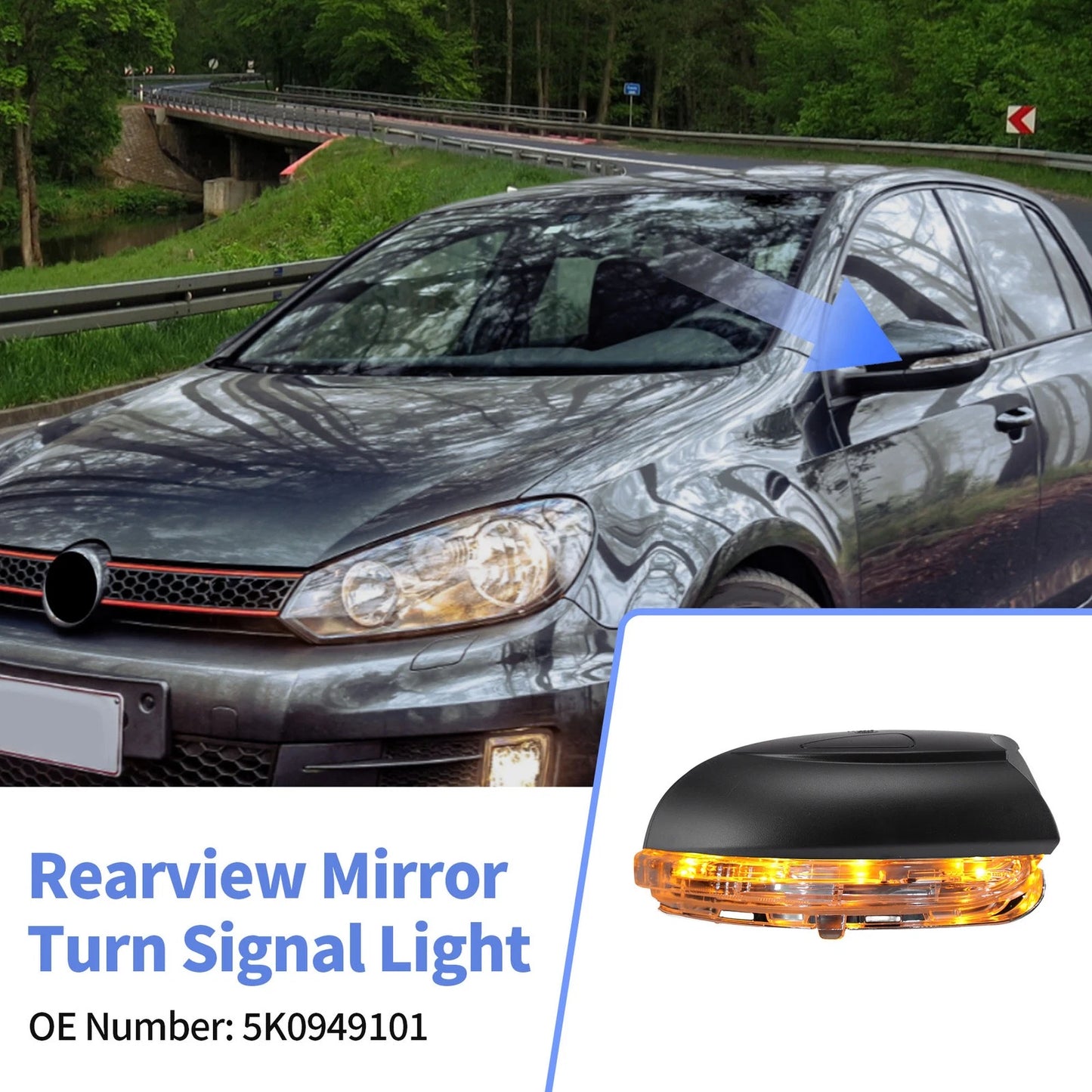 Side Mirror Turn Signal Light for VW Golf MK6 (2008–2014) 1 pcs Front Left