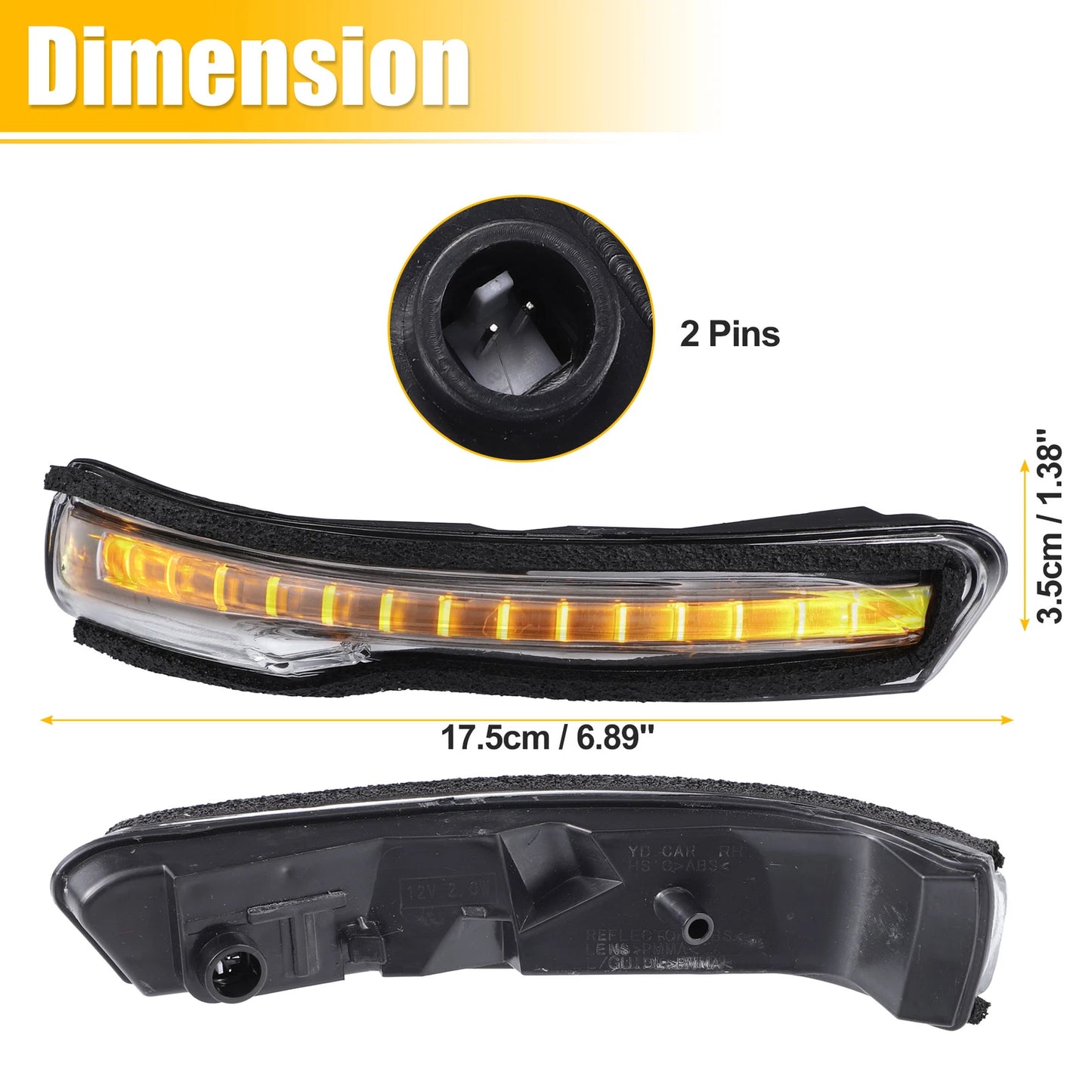 LED Right Side Mirror Turn Signal Amber Light for Kia Forte Forte5 (2014–2018)