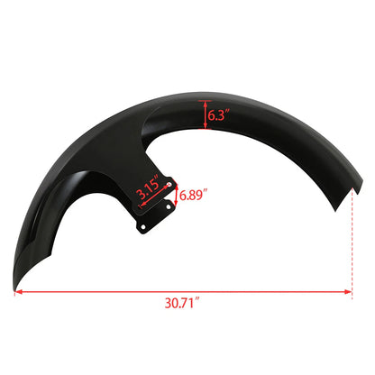 26" Wheel Wrap Unpainted Black Front Fender for Harley Touring Street Glide (2014-2023)