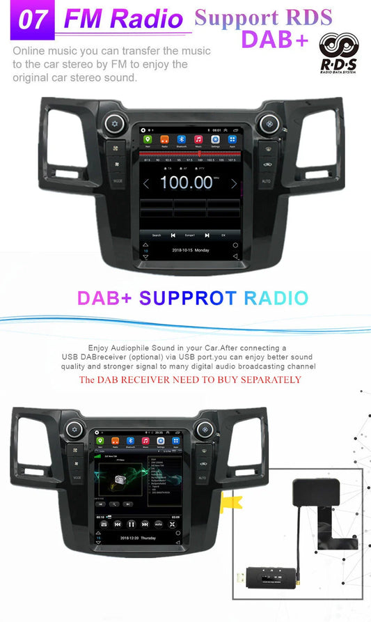 9.7'' Stereo GPS Navigation for Toyota Fortuner Hilux (2005-2014)