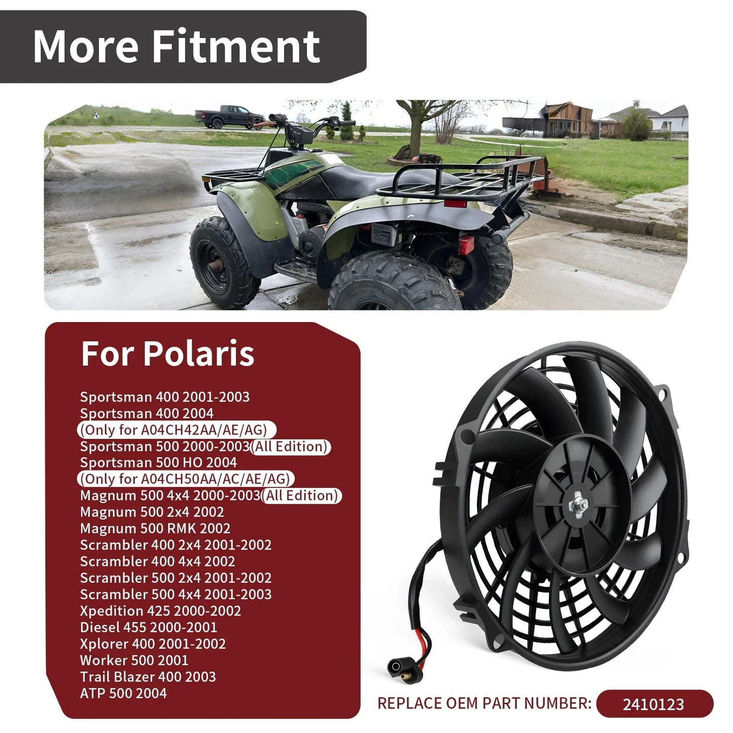 Radiator Cooling Fan for Polaris Trail Blazer (2003–2004)
