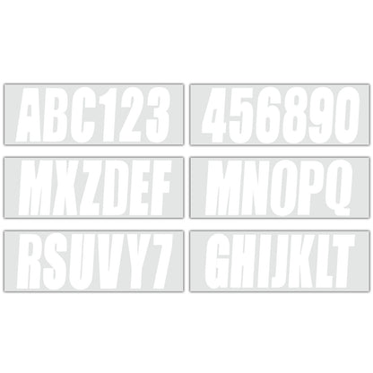 Set of 4 White Boat Registration Letters and Numbers Decals A-Z & 0-9