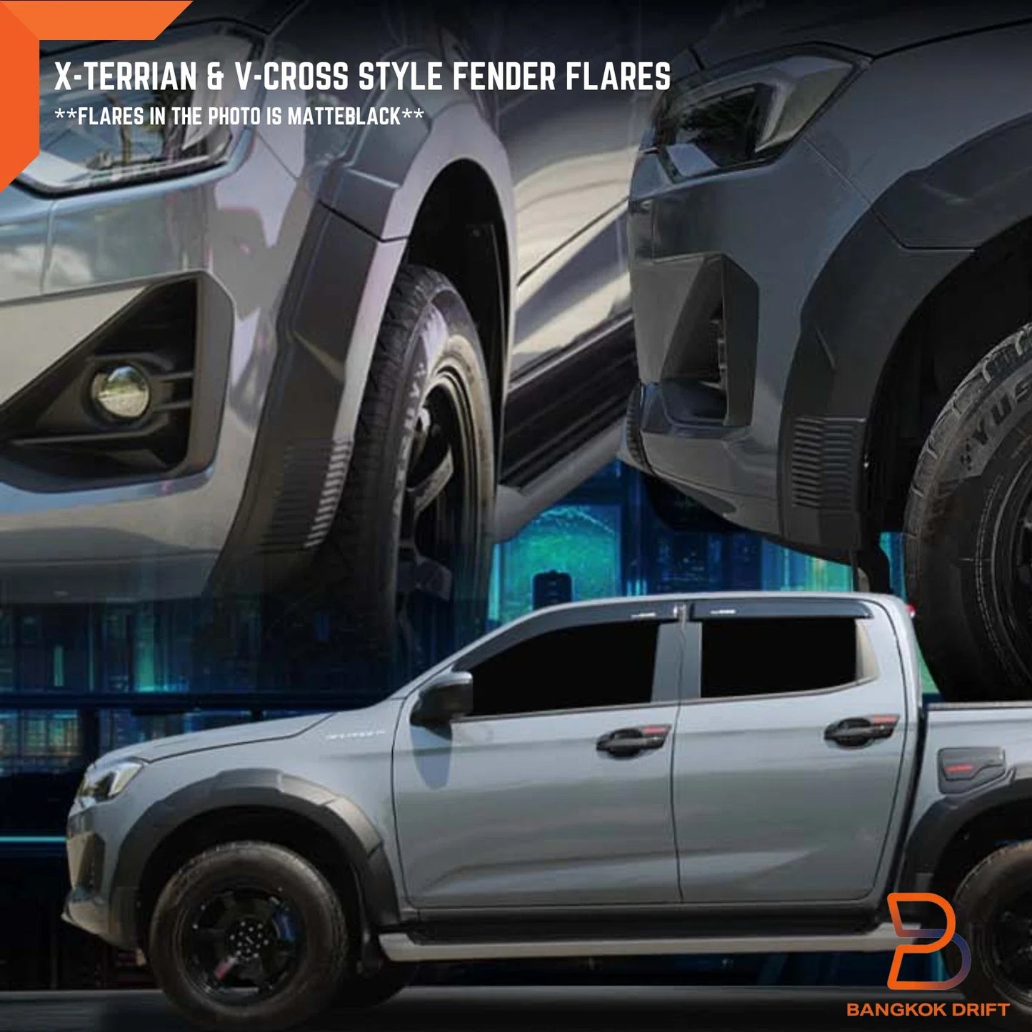 Unpainted X-Terrian Style Fender Flares for Isuzu D-Max Crew Cab Ute (2024-2025)