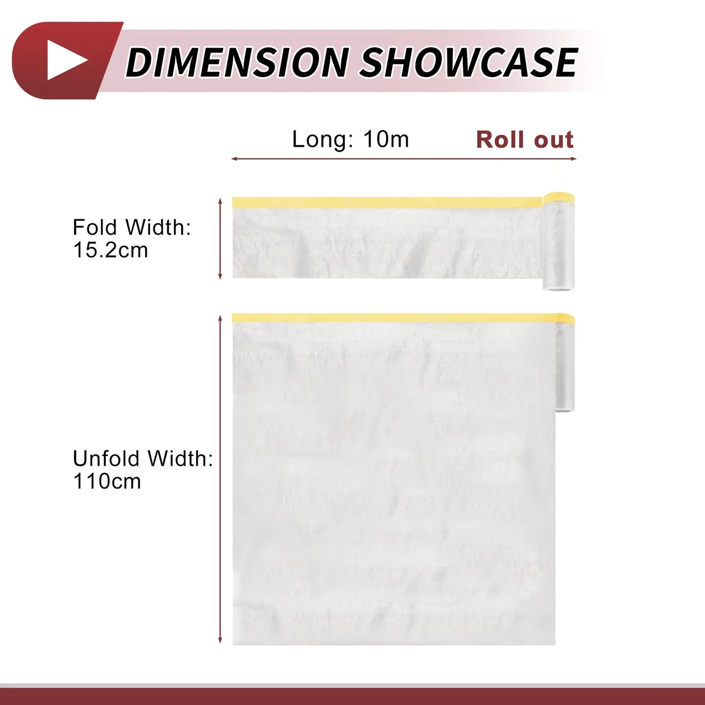 Pre-Taped Masking Film 1000x110cm for Automotive Painting (1 Pc)