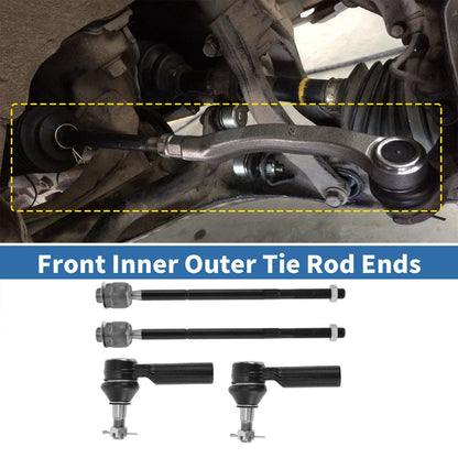 6pcs Front Inner Outer Tie Rod Ends with Boots for Dodge Ram 1500 (2011-2012)