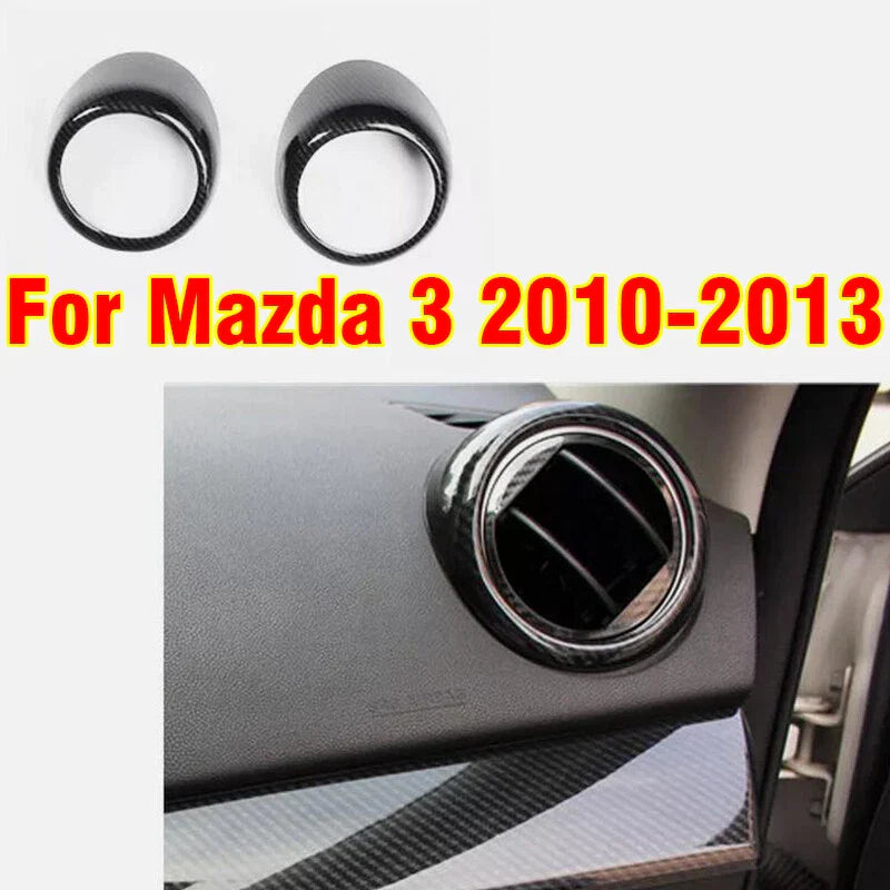 2 x ABS Carbon Fiber Style Interior Side Vent Cover Trim for Mazda 3 (2010–2013)
