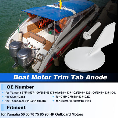 Trim Tab Anode for Yamaha 50-90 HP Outboard Motors (1990–2023)