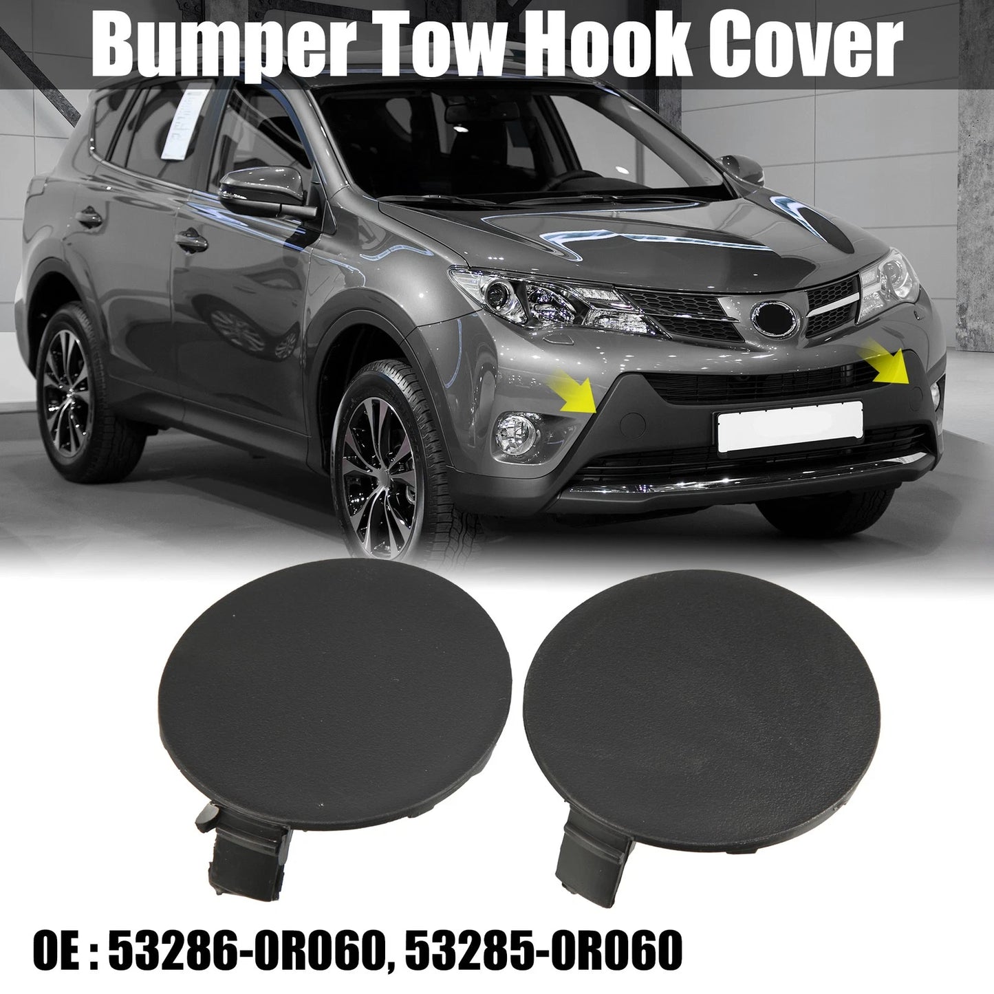 1 Pair Tow Hook Cover for Toyota RAV4 (53286-0R060, 53285-0R060)