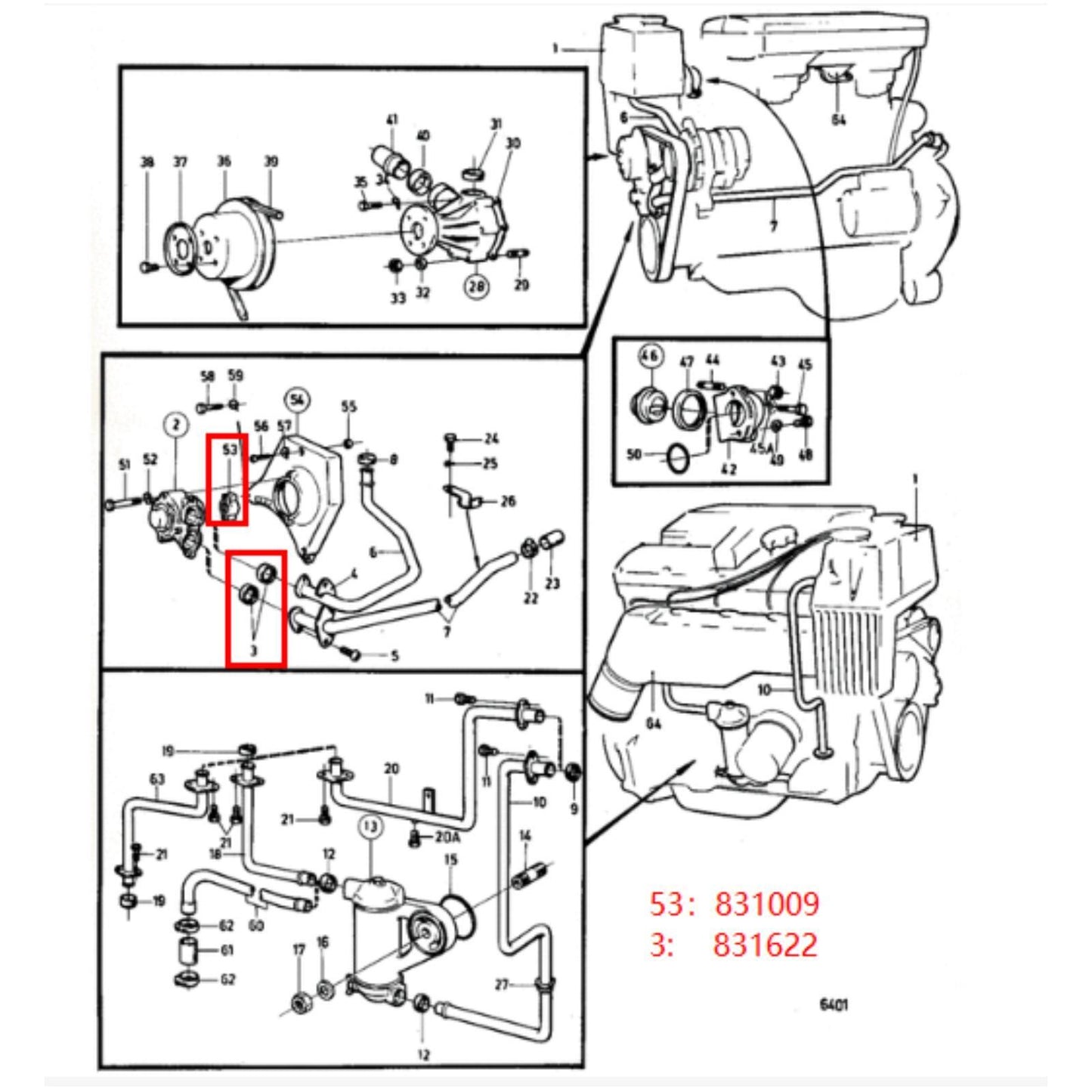 Water Pump Coupler with Seal for Volvo Penta Stern Drive