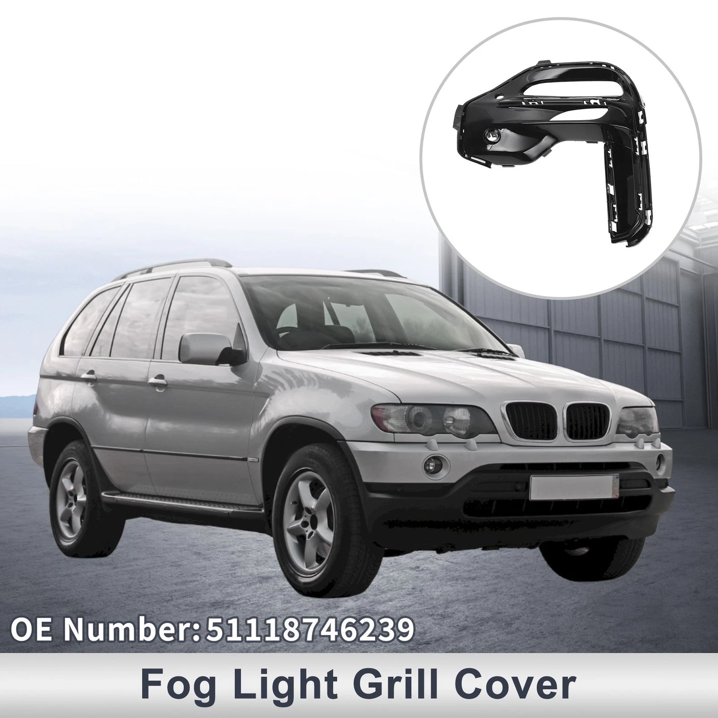 1 Pc Fog Light Grill for BMW X5 (2019–2022) No. 51118746239 Black