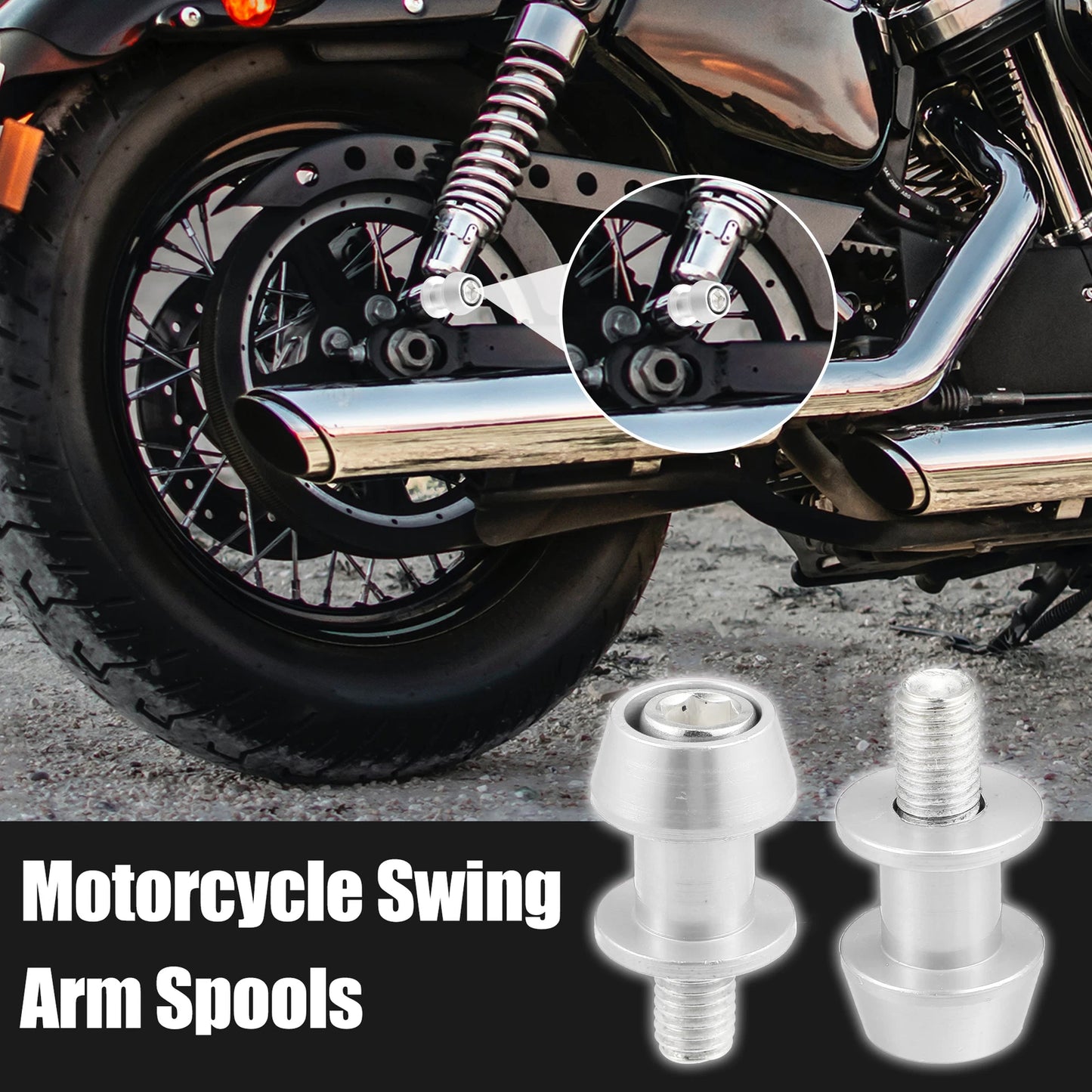 1 Pair M10x1.5 Silver Tone Swing Arm Spools Sliders for Kawasaki