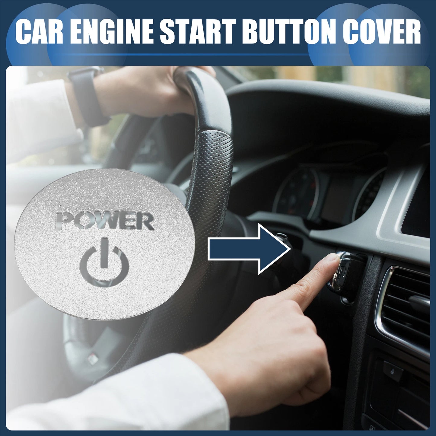 Engine Start Stop Button Cover for Honda Vezel RV Series (2014–2020) Silver Tone