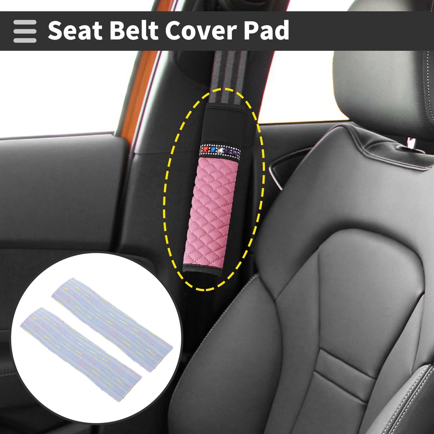 Set of 2 Tweed Seat Belt Cover Pads for Universal Fit (24cm)