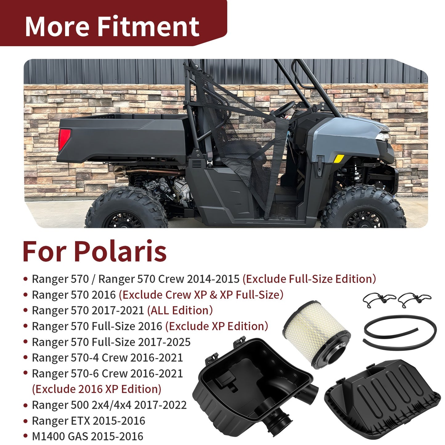 Air Box Cover and Filter Element for Polaris Ranger 570 Crew (2014–2025)