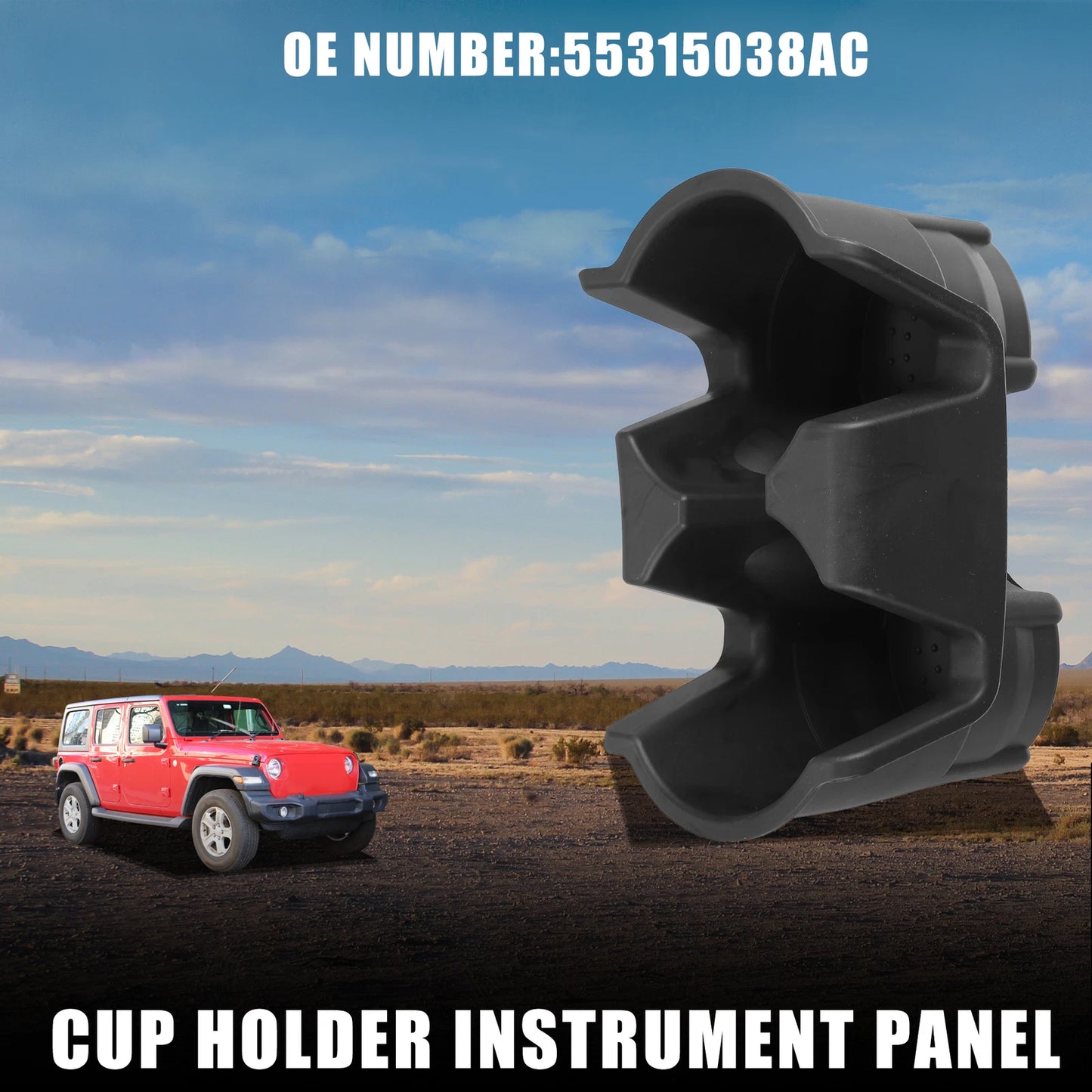 Cup Holder for Jeep Wrangler (2001–2006) No. 55315038AC, Black