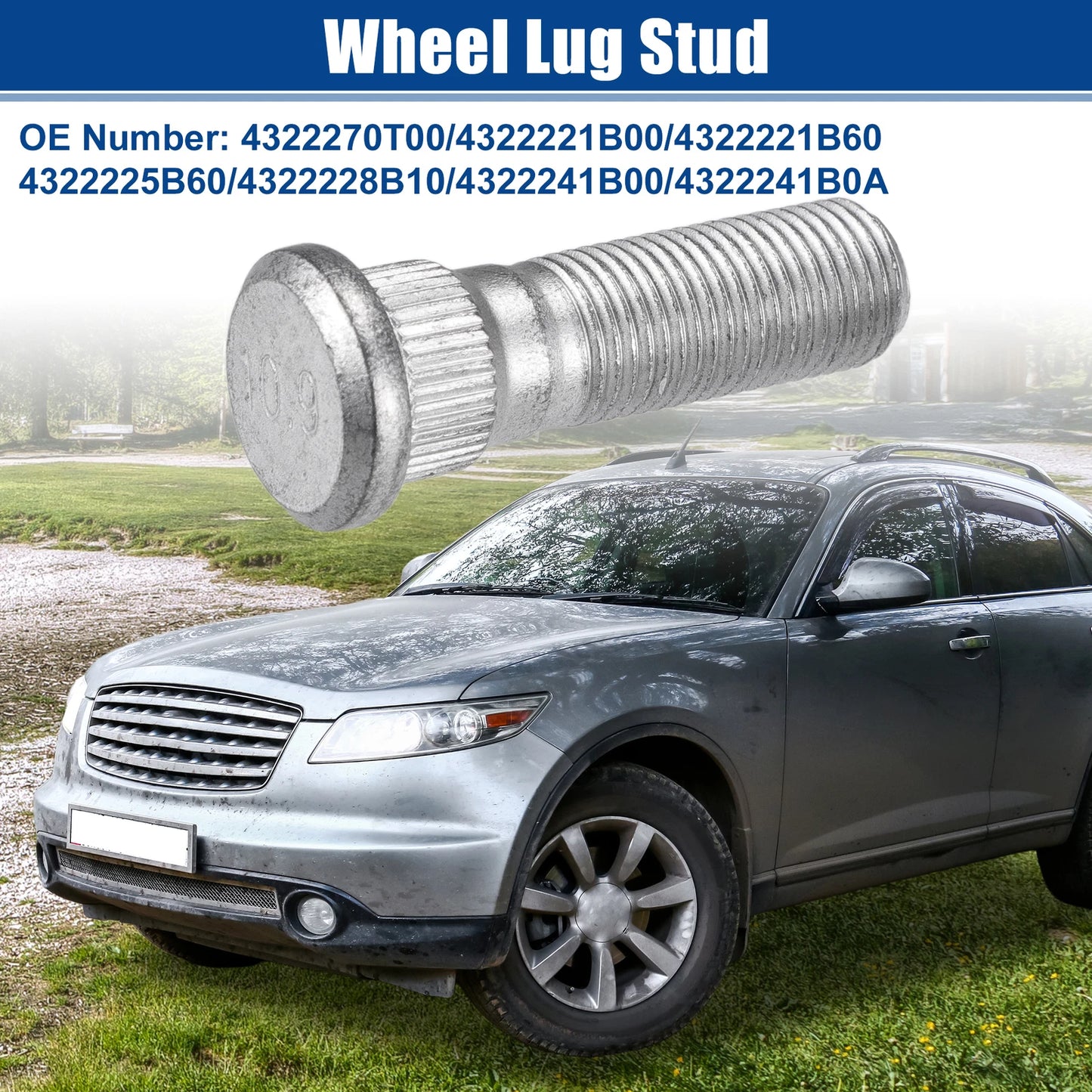 10pcs M12x1.25 Wheel Lug Studs for Infiniti EX35 FX35 (2008–2013) No. 4322270T00