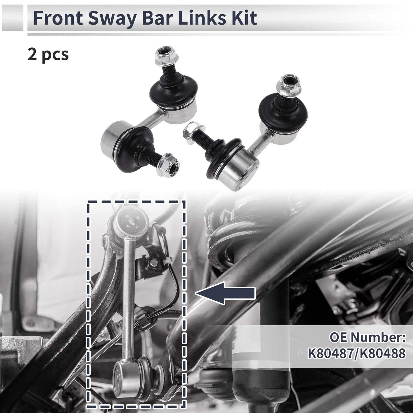 Front Stabilizer Bar Links No Bushing for Acura RSX (2002–2006) No.K80487/K80488