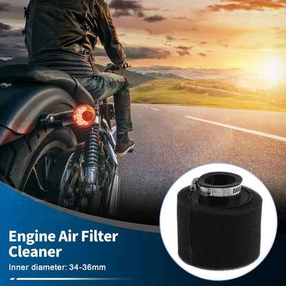 Set of 1 Motorcycle Air Filter Universal 34-36 mm Rubber Foam Black