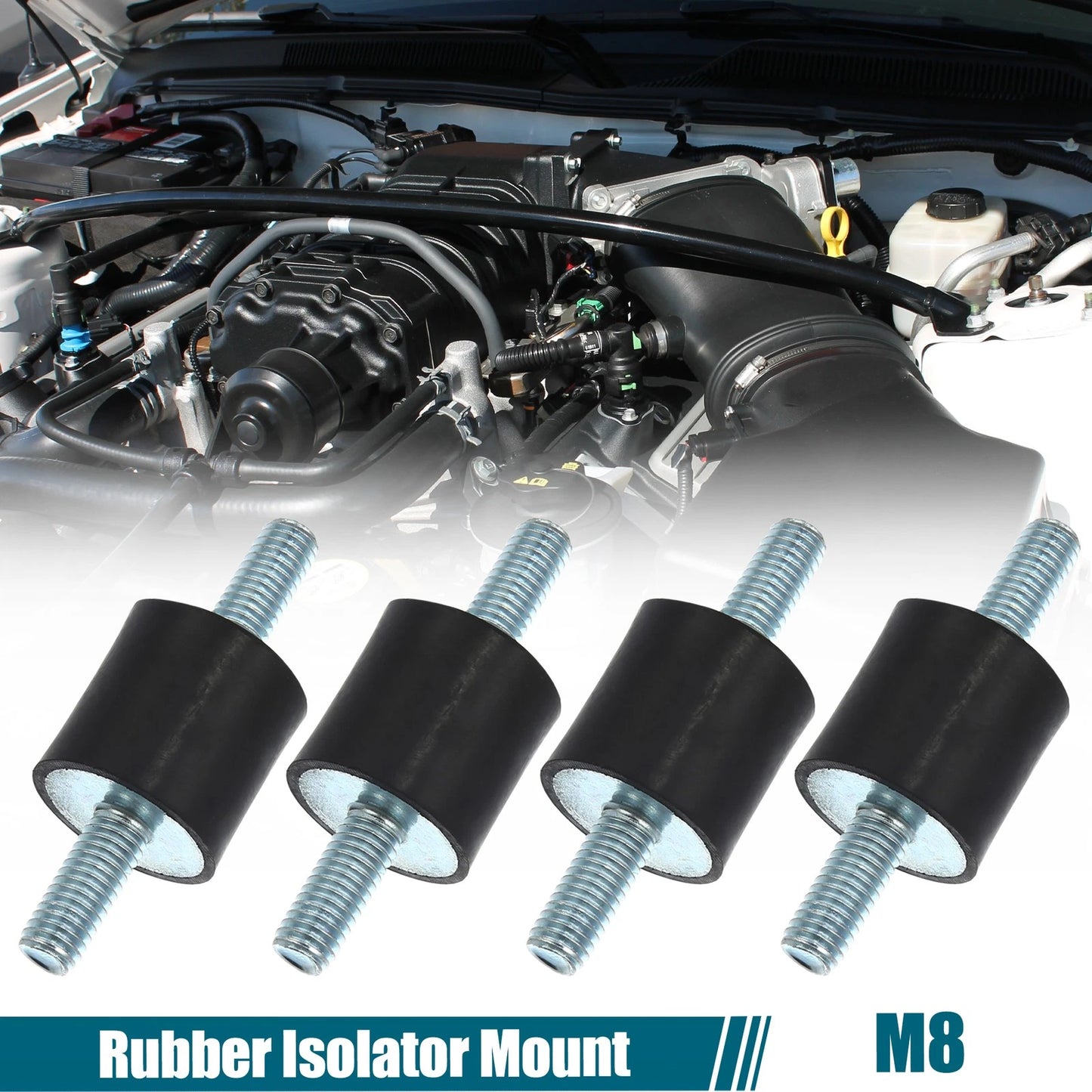 Set of 4 M8 Car Anti Vibration Rubber Isolator Dampers 25x25mm
