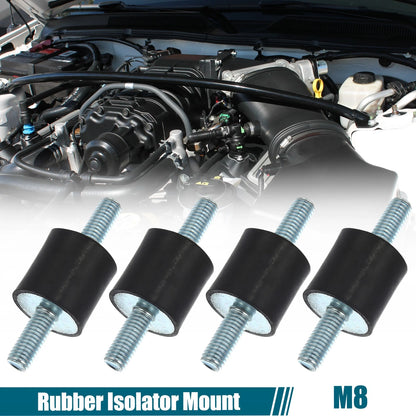 Set of 4 M8 Car Anti Vibration Rubber Isolator Dampers 25x25mm