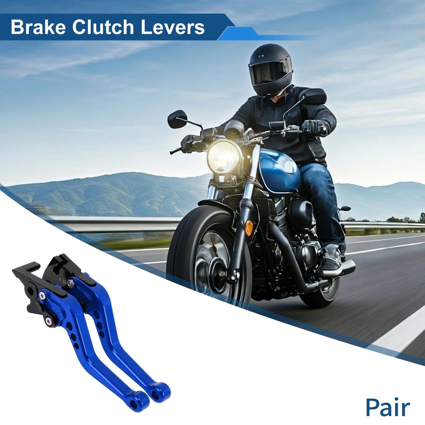 6 Position Adjustable Brake Clutch Levers for Kawasaki Ninja 400R (2011) Blue