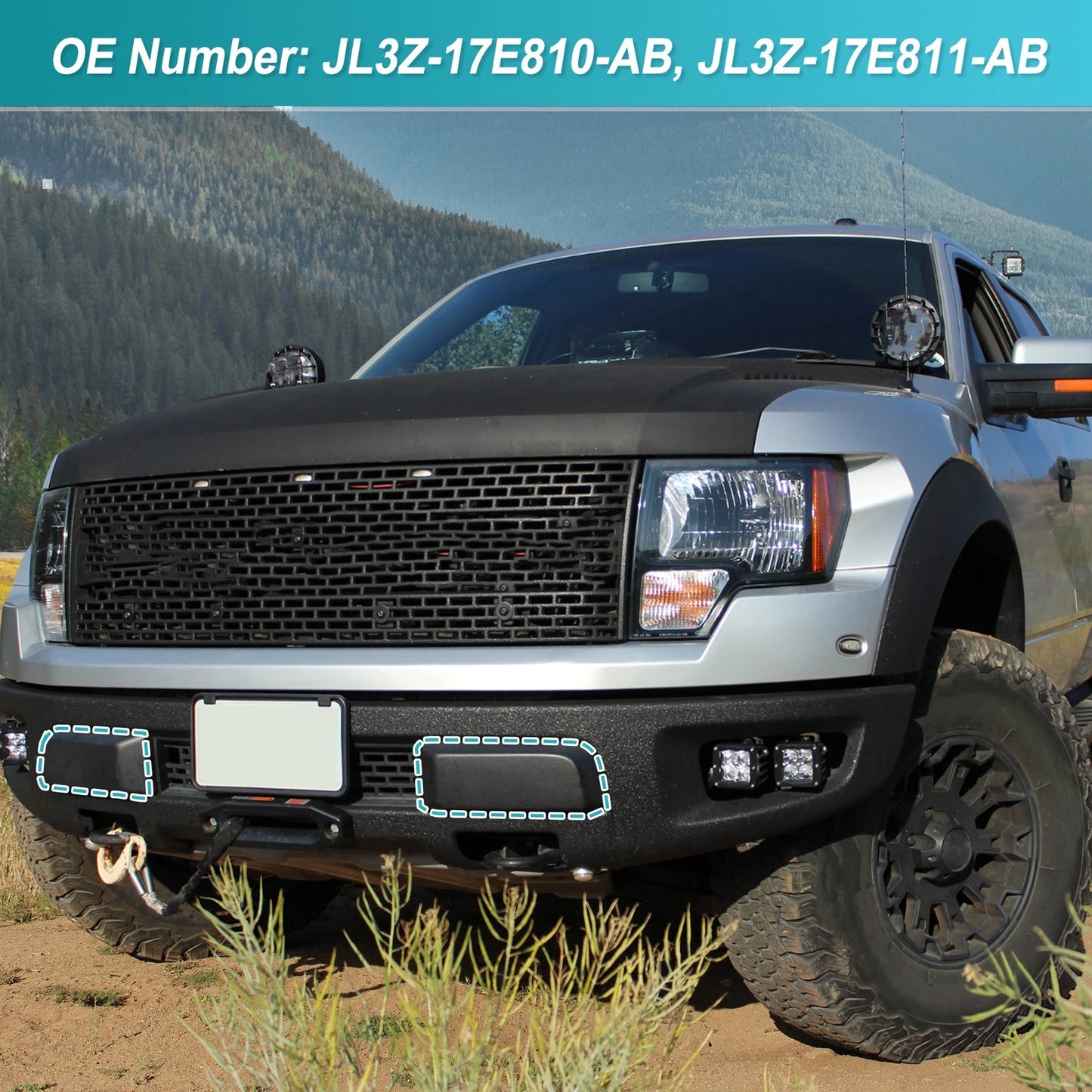 Set of 2 Front Bumper Bracket Insert Caps JL3Z17E810AB for Ford F150 (2018–2020)