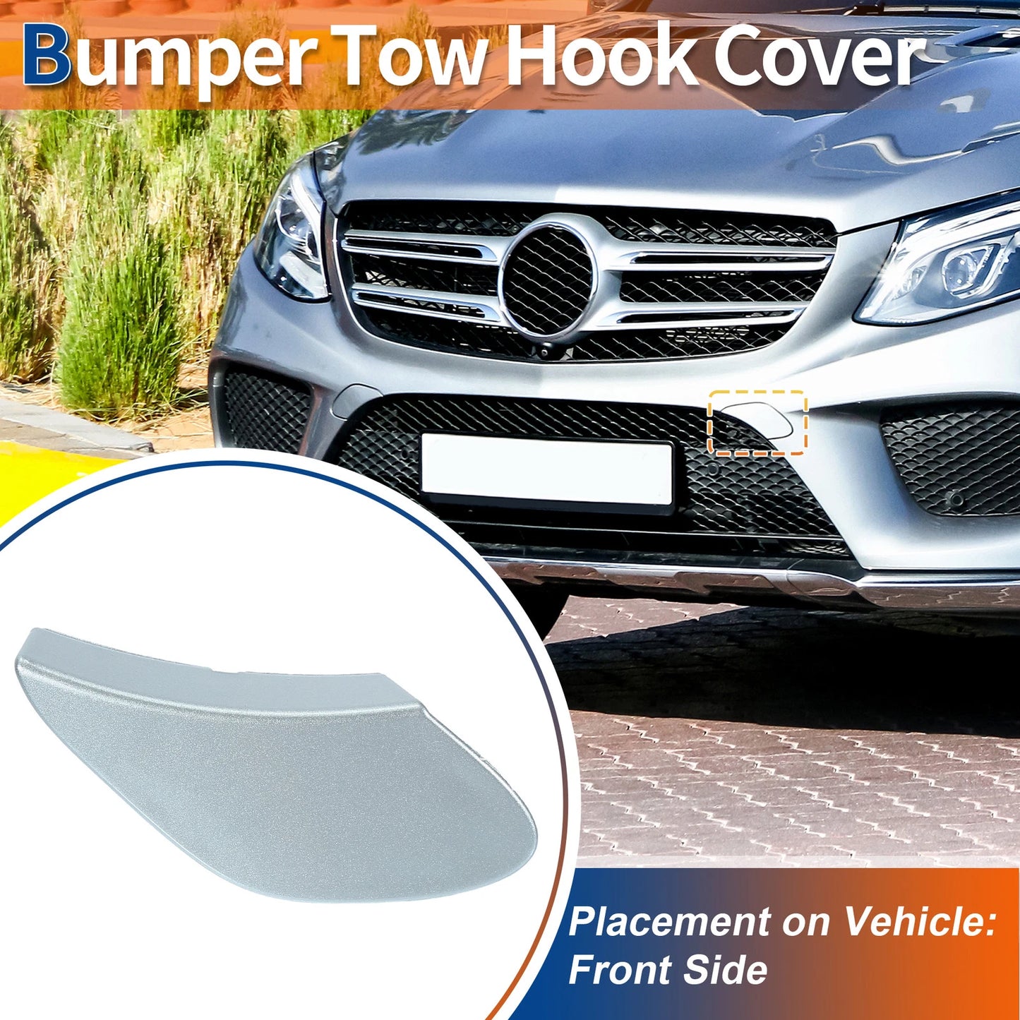 Tow Hook Cover for Mercedes-Benz GLE (No.A2928855022) (2016–2023) Silver Tone