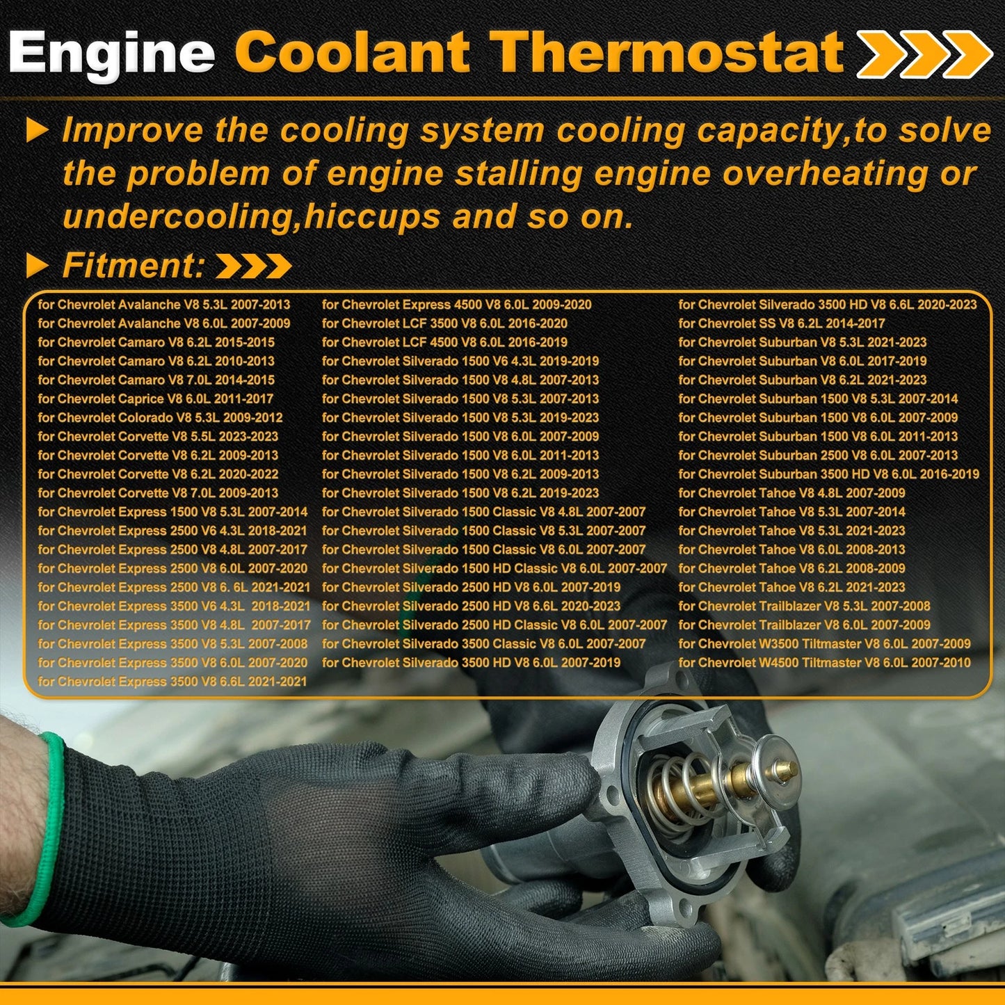 Engine Coolant Thermostat 12661950 for Chevrolet Avalanche V8 5.3L (2007–2013)