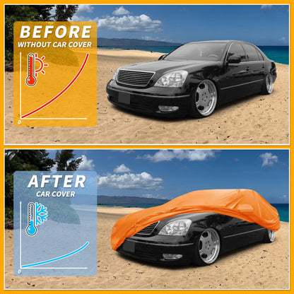 Waterproof Car Cover for Lexus LS (210D-PU, All Weather, Orange)