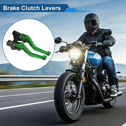 Adjustable Short Brake Clutch Levers for BMW F650GS (2008–2012) Green 1 Pair