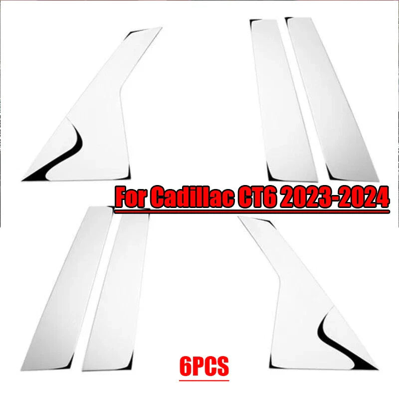Chrome Steel Window BC Pillar Decor Cover Trim for Cadillac CT6 (2023–2024)