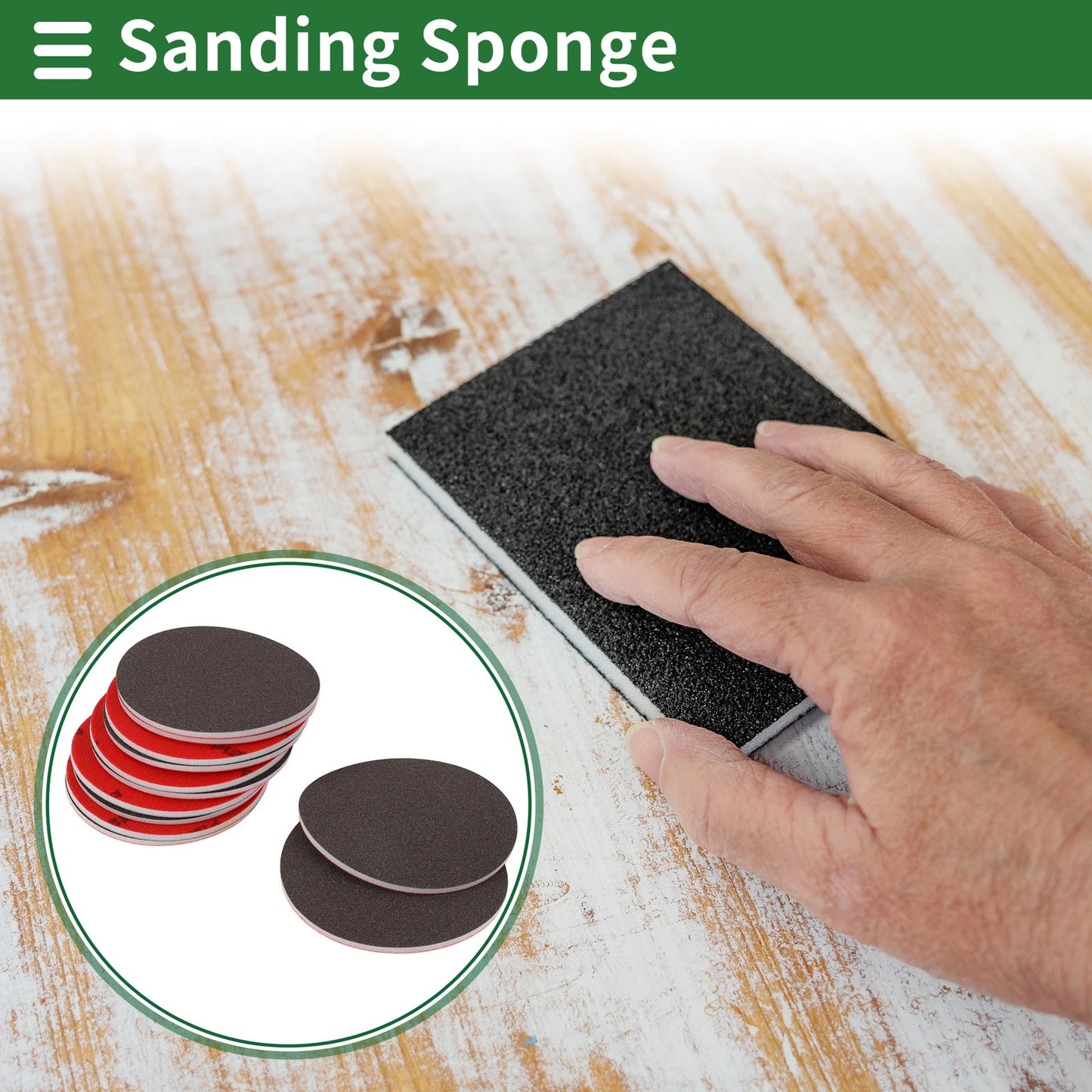 Set of 12 P120 Sanding Sponge Pads 5.91"x5.91" Washable and Reusable