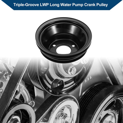 3 Triple-Groove LWP Long Water Pump Crank Pulley for Chevy Big Block (1965–1990)