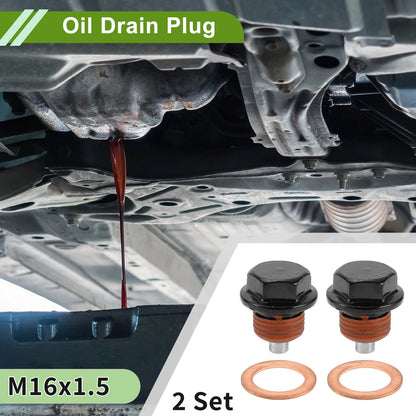 Set of 2 M16x1.5 Copper Oil Drain Plug with Gasket for Car Motorcycle