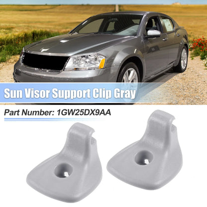 2 x Sun Visor Support Clip Retainers for Dodge Chrysler 200 (2011-2014) Gray