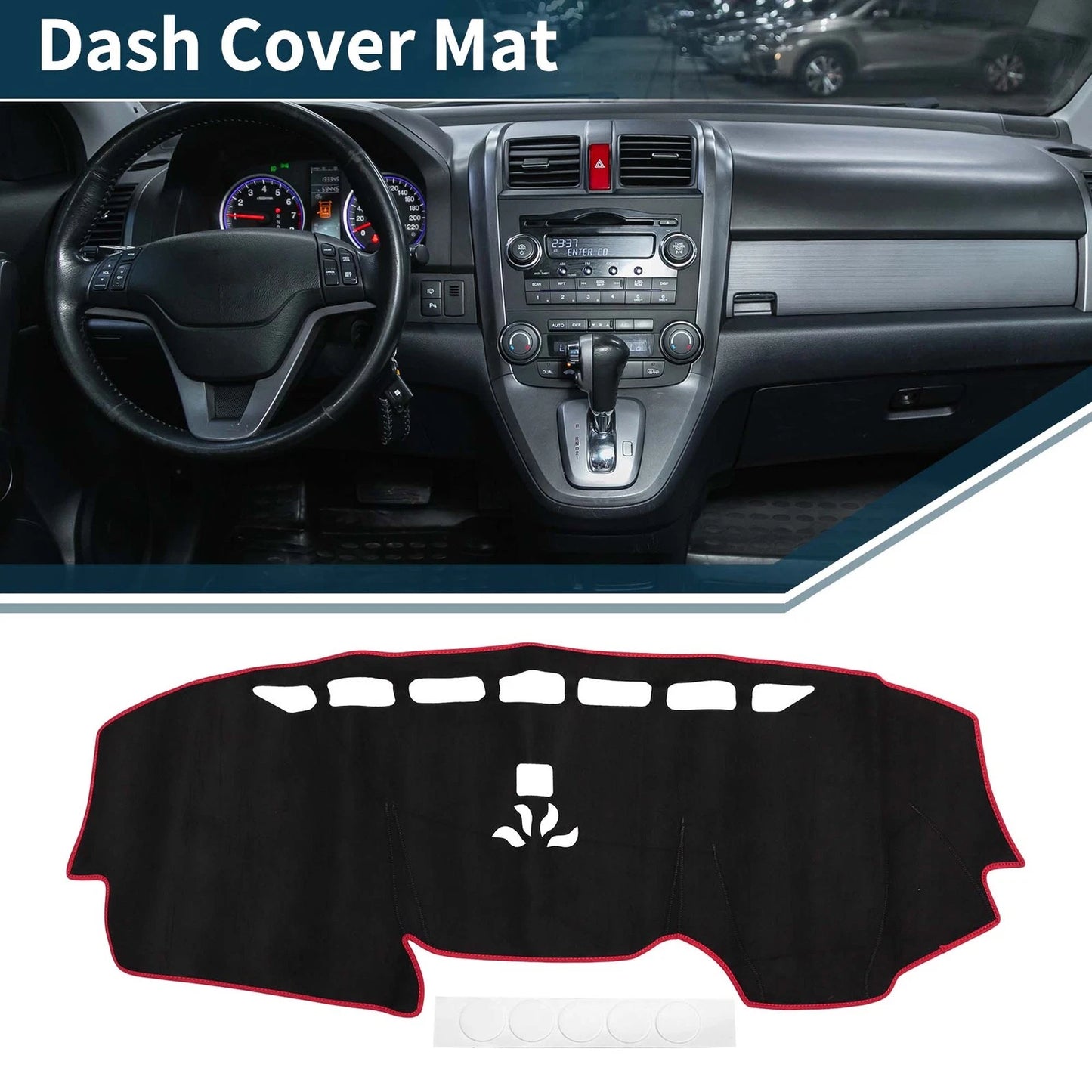 Dashboard Cover Mat for Honda CR-V (2017–2022) Sun Protector Black Red