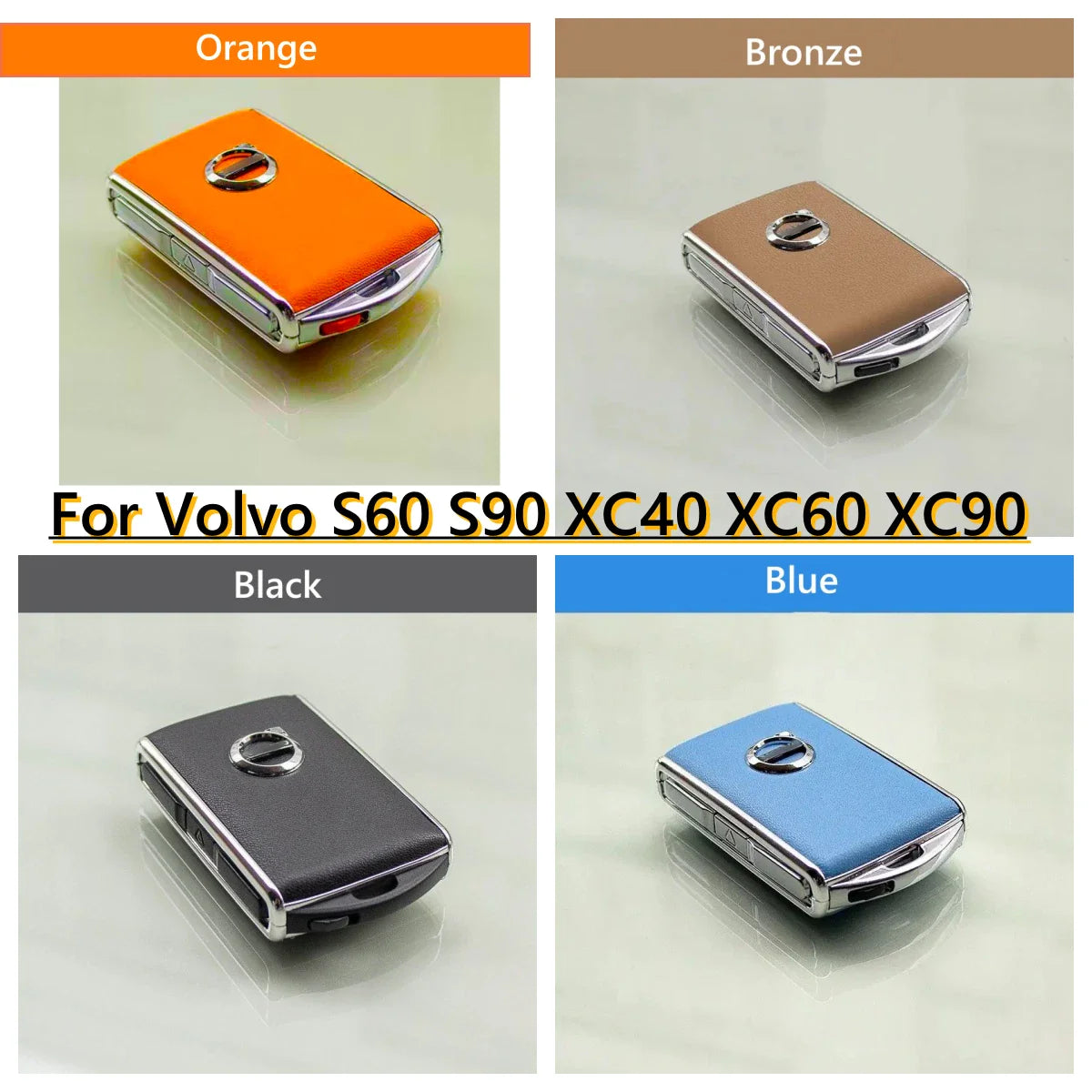 Leather Key Remote Case Fob Cover for Volvo S60 S90 XC40 XC60 XC90
