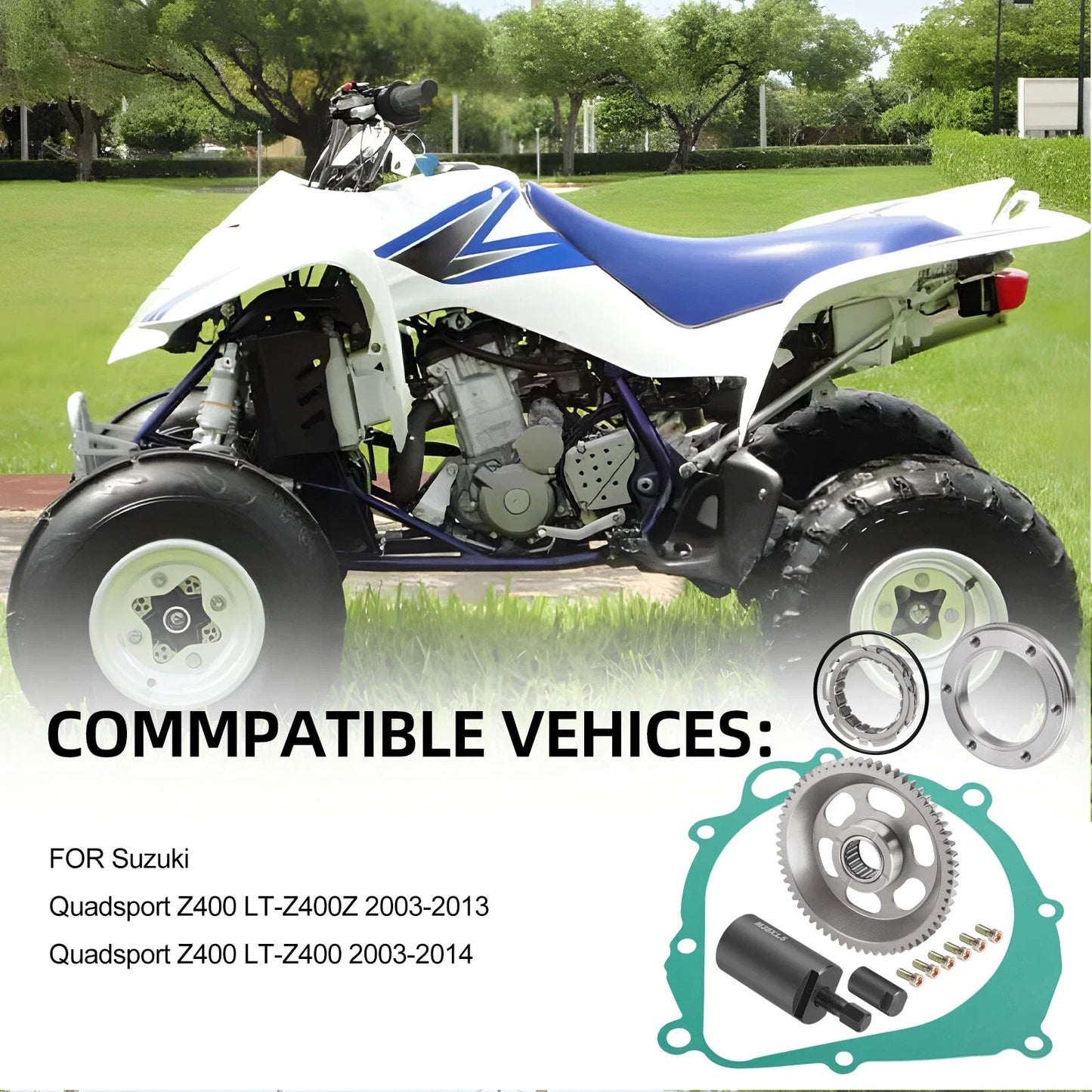 Starter Clutch Gear Kit Flywheel Puller for Suzuki LTZ400 QuadSport (2003–2006)