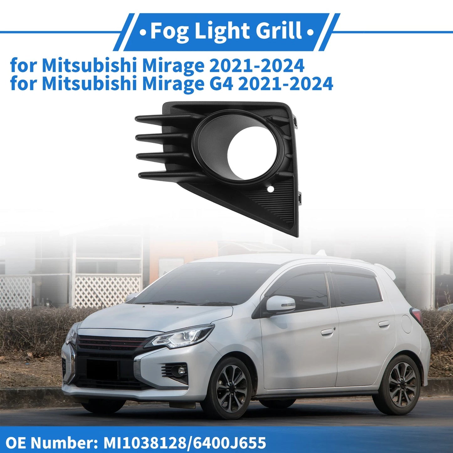 Front Left Fog Light Grill No.MI1038128 for Mitsubishi Mirage (2021–2024) Black ABS