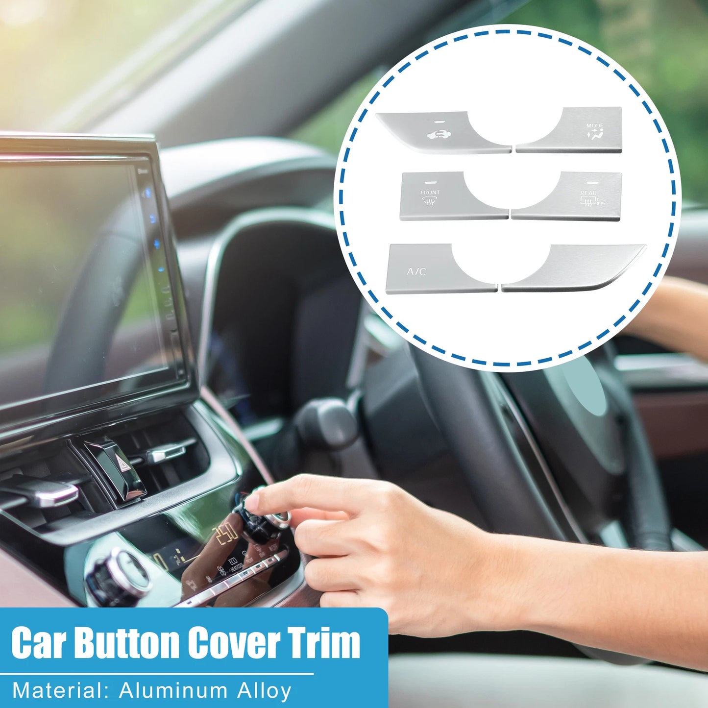 Dashboard AC Button Cover Trim for Honda Civic (2022–2023) Aluminum Alloy Silver Tone