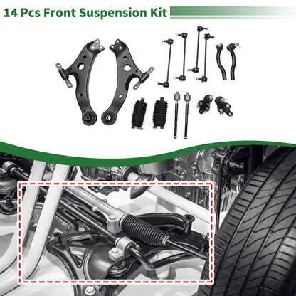 14 Pc Front Lower Control Arms for Toyota Camry (2007–2011) No.K620334/K620333/K500044