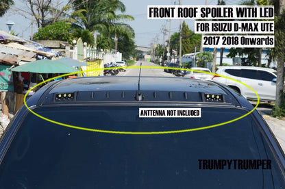 K Front LED Roof Spoiler in Matte Black for Isuzu D-Max Ute Pickup (2017-2020)