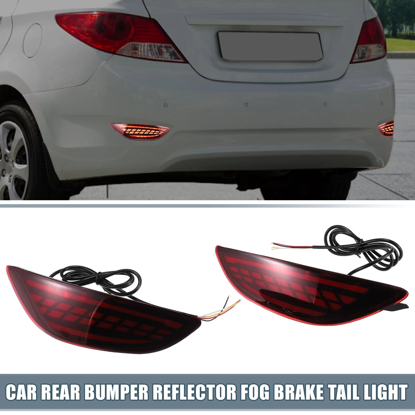 2X Rear Bumper Reflector LED Brake Turn Signal Light for Hyundai Accent (2018–2022)
