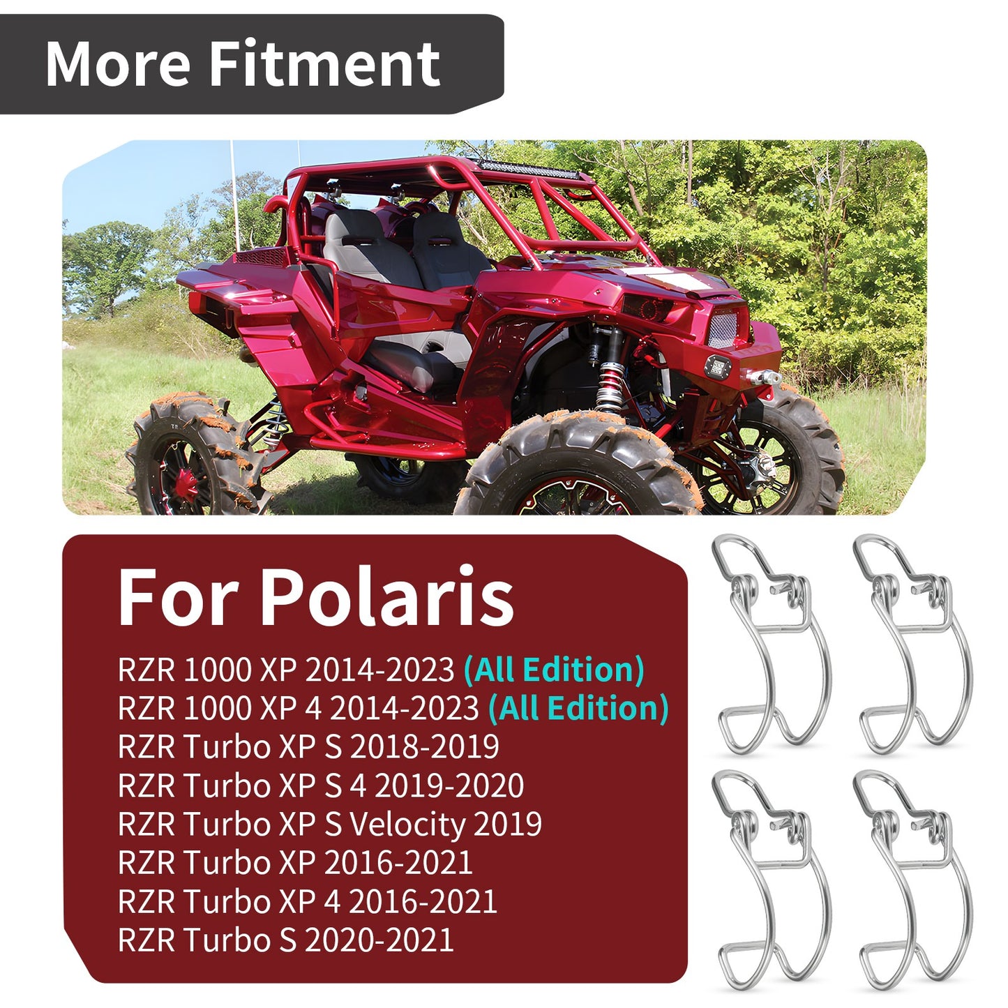 Set of 4 Air Box Filter Clips for Polaris RZR Turbo 1000 XP 4 (2014–2023)
