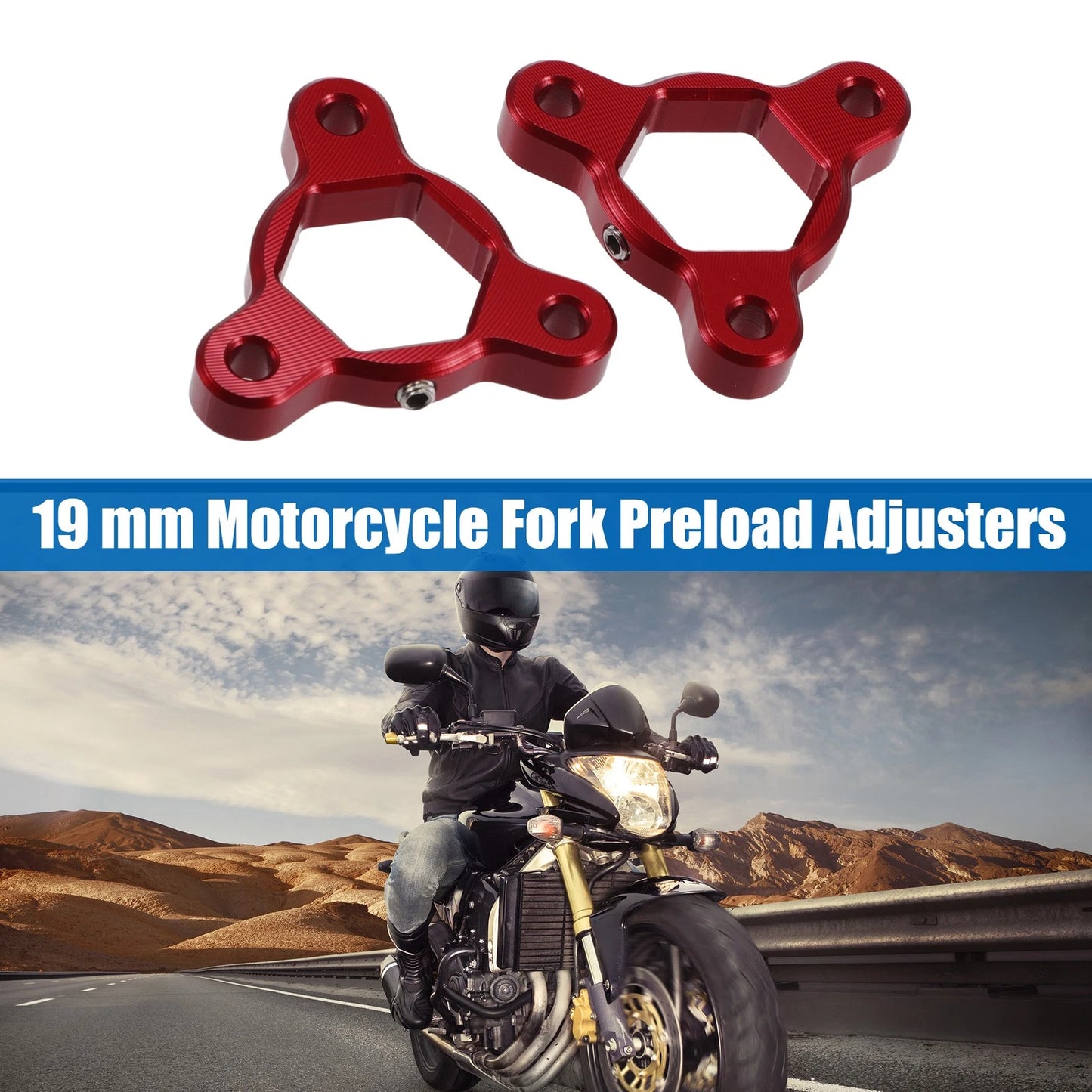 2X Fork Preload Adjusters for Motorcycle (Aluminum Alloy, Red)