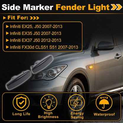 Dynamic Amber LED Side Marker Fender Light for Infiniti EX25 (2007–2013)