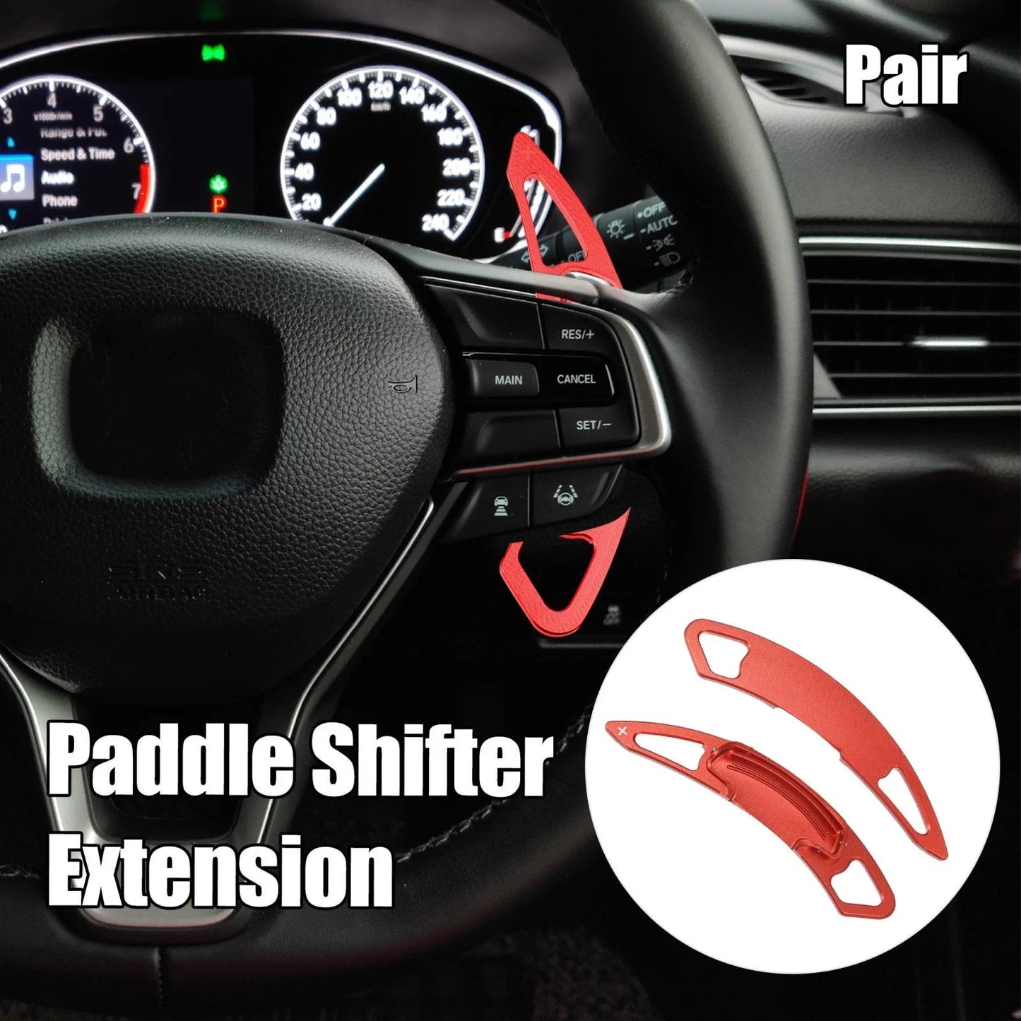Car Paddle Shifter 2 x Aluminum Alloy Red for Honda Spirior Odyssey (2015-2018)