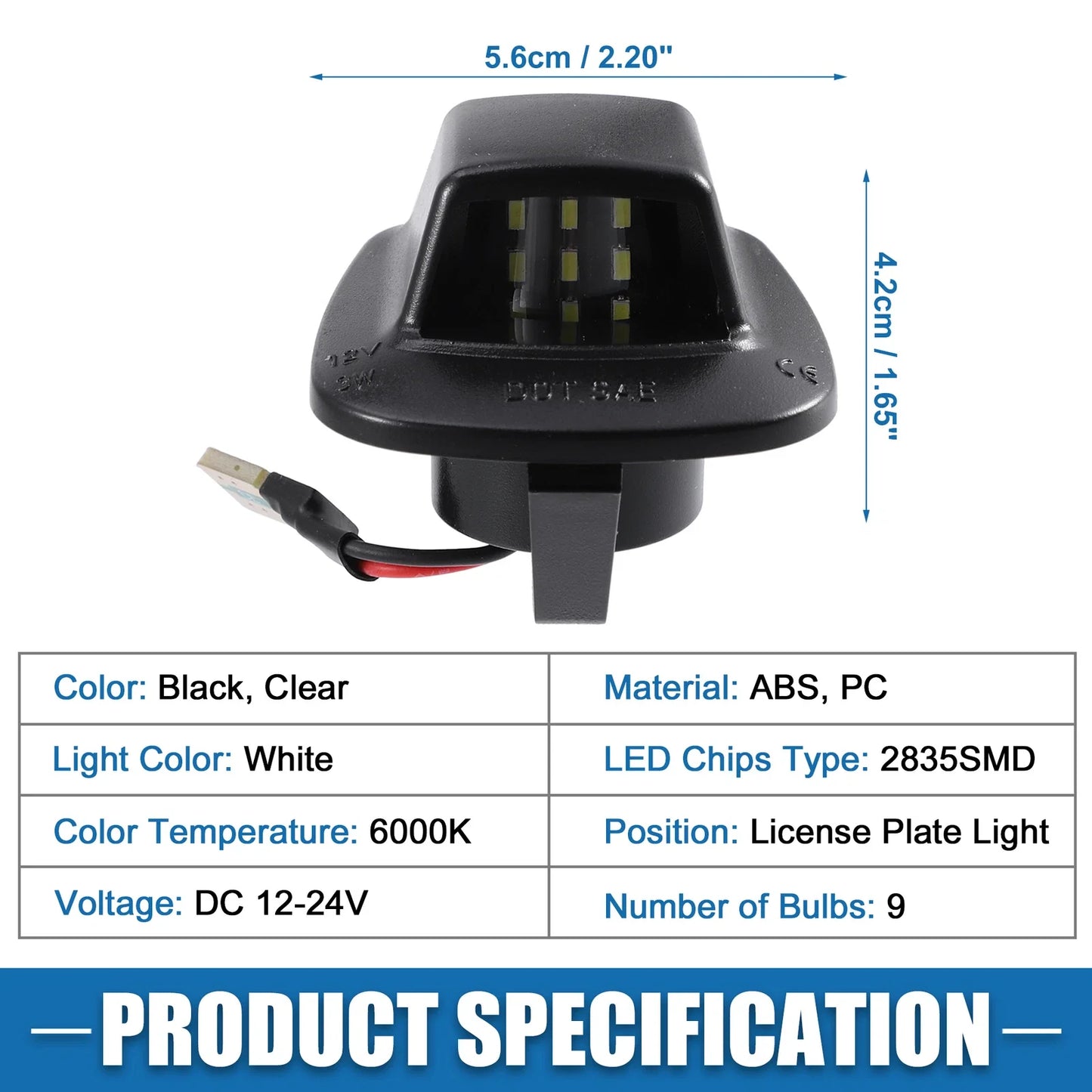 White LED License Plate Light Assembly 2 x 2835SMD for Dodge Dakota (2005-2011)