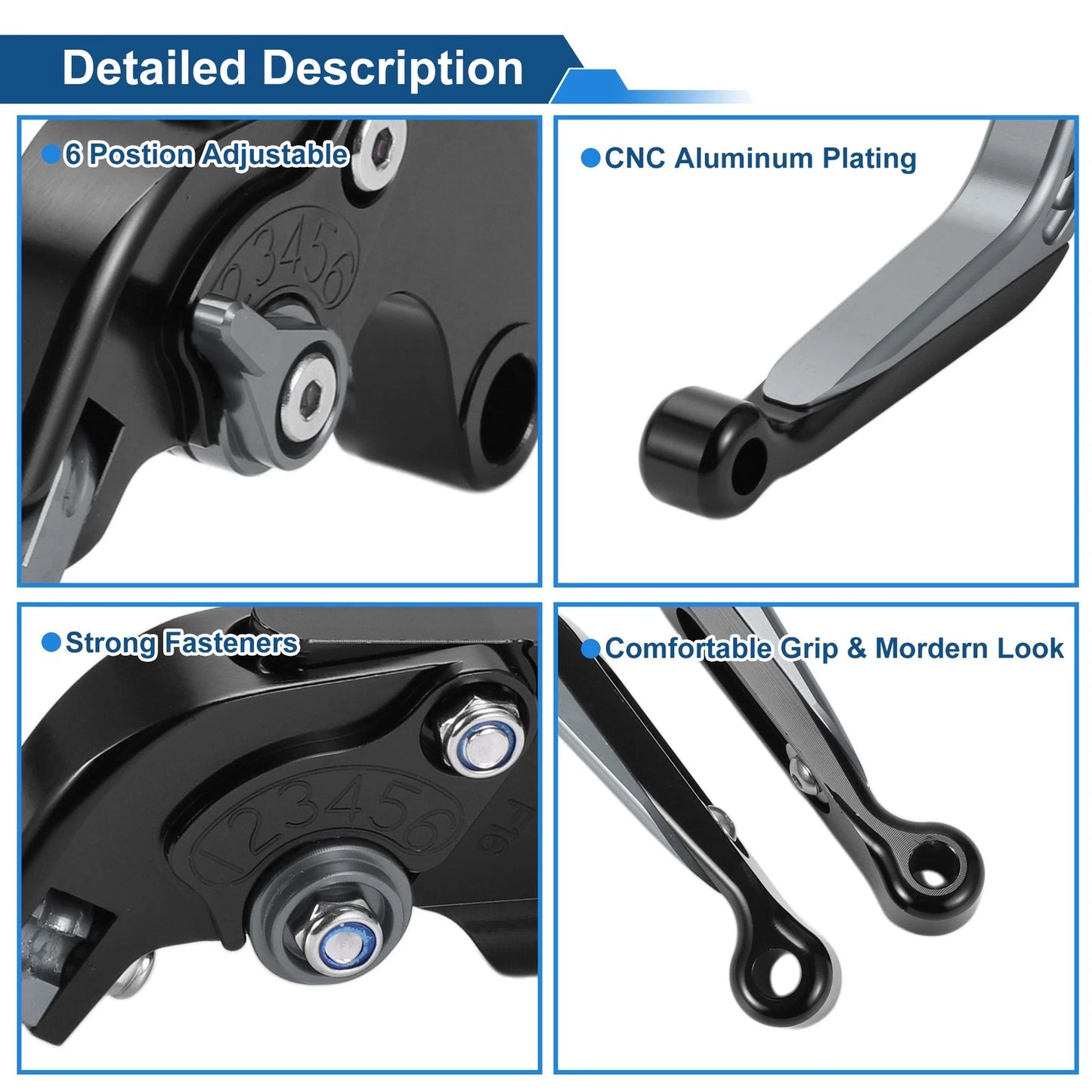 Adjustable Brake Clutch Levers for Yamaha MT-07 (2014–2022) Black Titanium