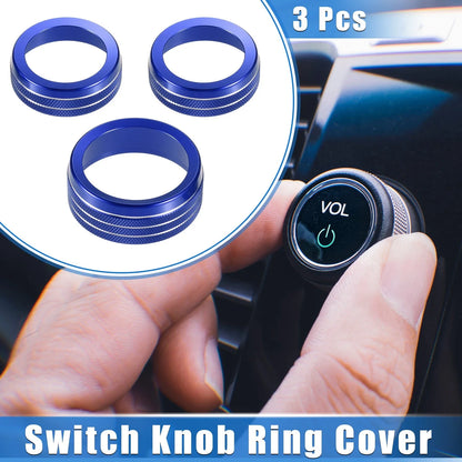 3 x Car AC Audio Tune Switch Knob Covers for Dodge Dart (2012-2018) Blue